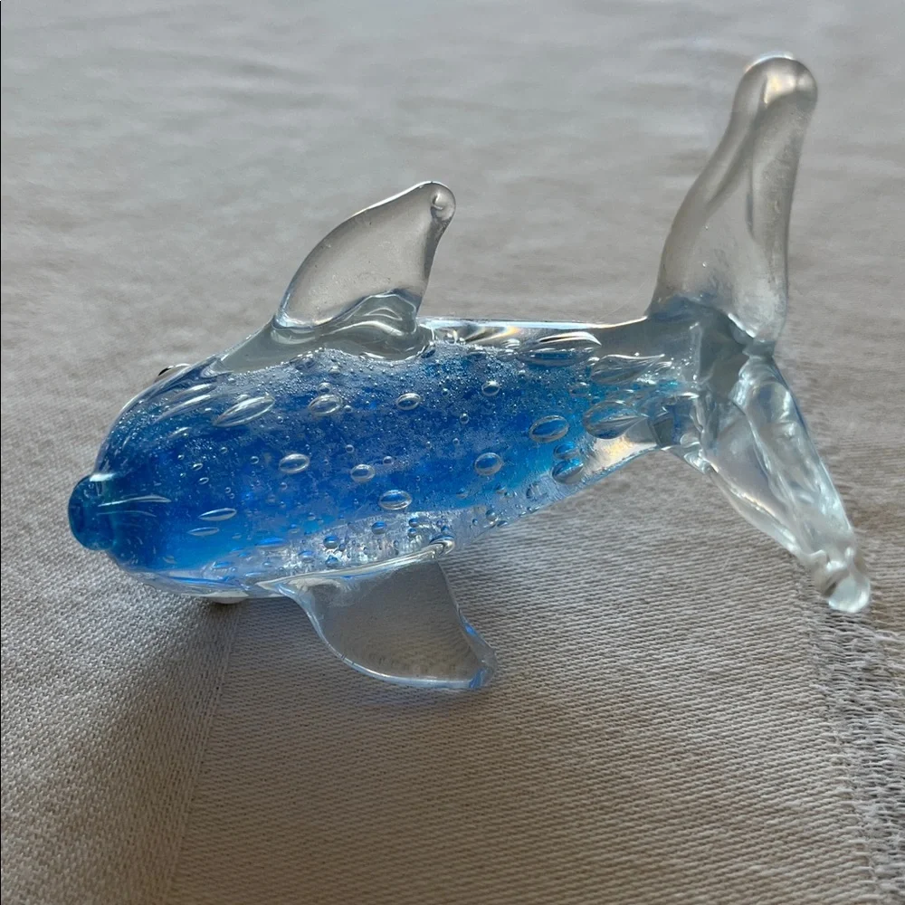 Blue Glass Dolphin Figurine